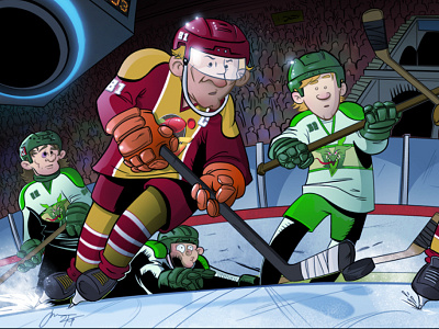 Hockey night! - Colors cartoon comics hockey illustration playoffs sketch