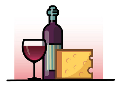 Wine and Cheese cheese food illustrator red wine