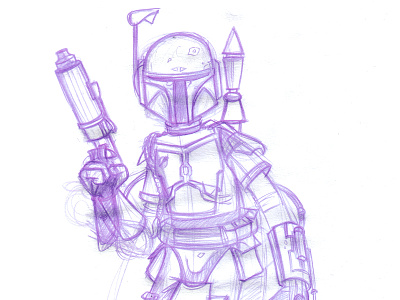 Boba Fett - Sketch boba fett cartoon drawing illustration sketch star wars villain