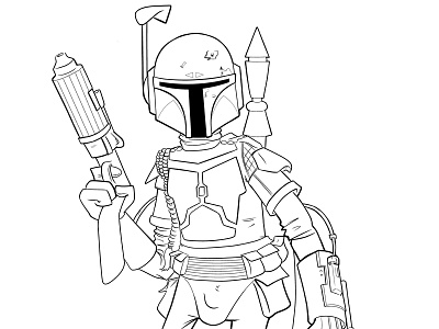 Boba Fett - Inks boba fett cartoon drawing illustration inks sketch star wars villain