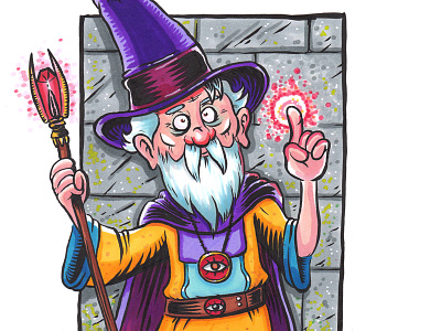 Wizard cartoon dnd dungeons dungeons and dragons illustration markers wizard