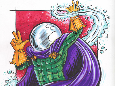 Spider-Man : Mysterio cartoon comic books comics copic illustration markers mysterio spider man traditional