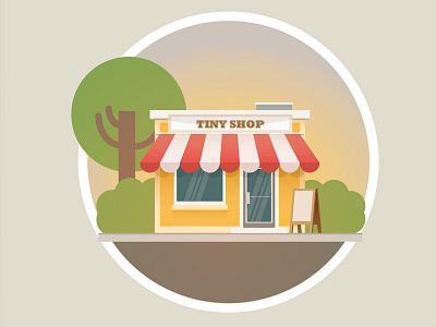 Tiny Shop badge building house icon illustration illustrator shop store tiny