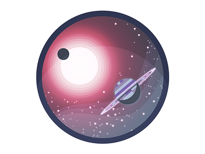 Space 01 badge icon illustration illustrator planet space sun