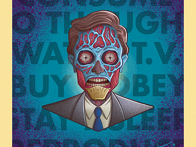They live aliens comic drawing halloween horror illustration john carpenter monster movies photoshop pop culture portrait procreate they live