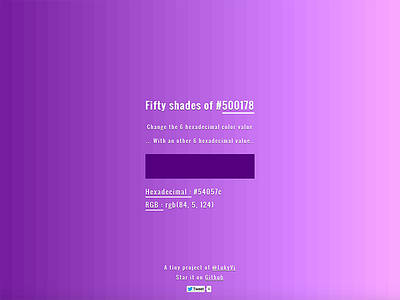 Fifty Shades Of <color> app code colors css experiment html5 javascript shade tint web webdesign