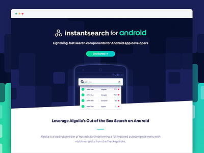 Instantsearch Android page algolia android css frontend instantsearch javascript landing page ui ux