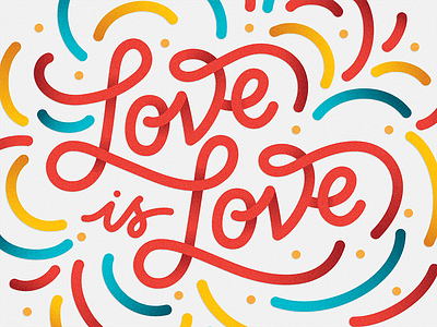 Love Is Love colourful design doodles lettering love monoline tote