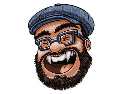 Self Portrait beard caricature fangs glasses head icon illustration newsboy photoshop self portrait