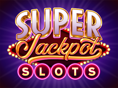 Super Jackpot Slots app casino game illustration logo mobile neon shiny slot slot machine type vector