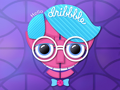 Hello Dribbble basketball candy dribbble glasses hello illustration nerd player purple