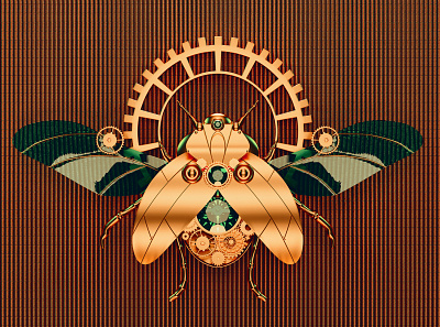 Steampunk bug 3d 3d art blender3d bug concept design emerald illustration nature wings