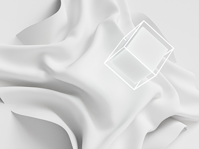 Cloth & Geometry 3d abstract cloth concept cube curvy fabric geometry illustration light minimal shape