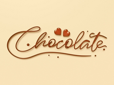 Thankful for chocolate 3d art blender3d chocolate dribbbleweeklywarmup heart illustration lettering love