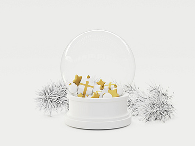 Snowglobe with presents 3d art blender3d branch christmas concept design illustration new year present snowglobe symbol toy