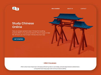 Landing Page - Study Chinese 3d 3d art blender3d branding concept design landing language study symbol ui ux webdesign