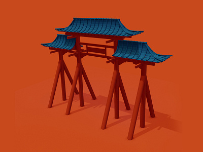 Chinese Gate 3d 3d art blender3d chinese concept country design gate illustration symbol