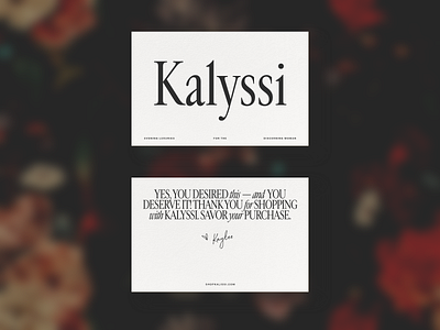 Kalyssi branding business cards fashion