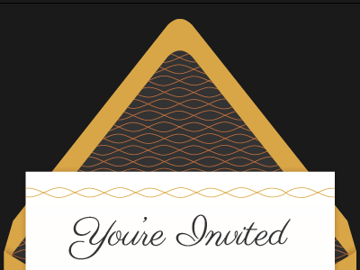 You're Invited gold infographic invitation letter pattern ribbon script