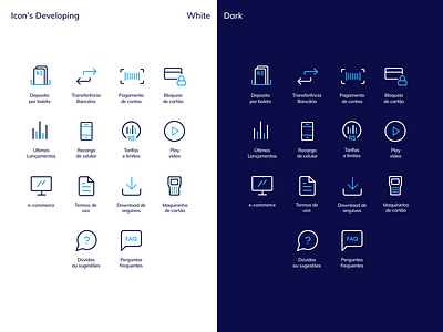 Line icon pack - white and dark app components design icons ui ux vector