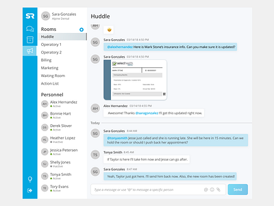 SR Huddle intraoffice message ui ux