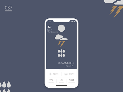 Daily UI Challenge - Day 37 037 daily ui dailyui flat icon illustration lightning lightning bolt rain thunder ui ux weather weather app