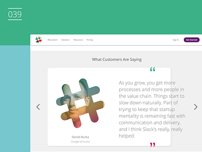 Daily UI Challenge - Day 39 b2b branding daily ui design gradient slack testimonial testimony testing ui ux web