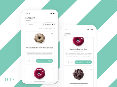 Daily UI Challenge - Day 43 043 branding daily ui dailyui design donuts flat food food drink food and beverage food and drink food app minimal minimal app ui ux