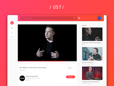 Daily UI Challenge - Day 57 057 app branding daily ui dailyui design gradient minimal ui ux video web website youtube