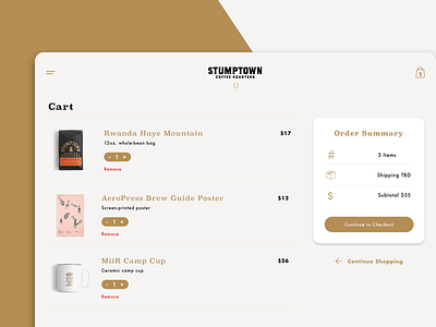 Daily UI Challenge - Day 58 app branding checkout coffee daily ui dailyui design ecommerce flat food app icon stumptown ui ux web website