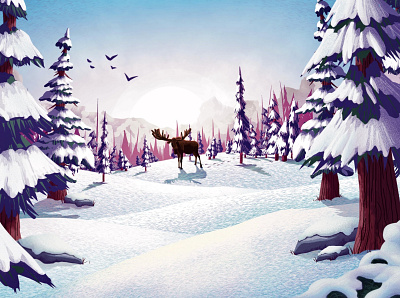 Moose Tracks design illustration landscape moose msw procreate snow tracks
