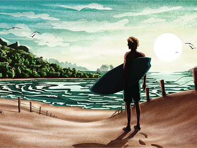 Morning Surf design illustration illustrator mountains msw photoshop procreate vector
