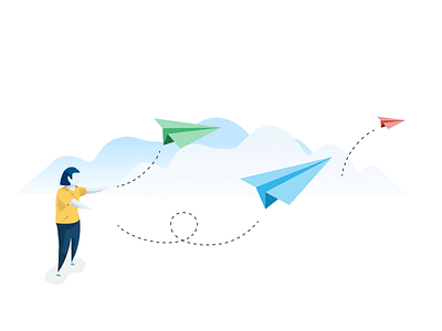 Onboarding Illustrations analytics blue dashboard design green illustration onboarding paper planes product design red user experience video