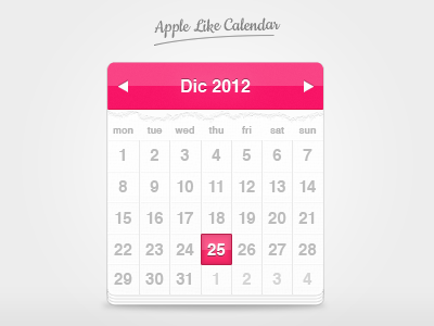 Apple Like Calendar apple calendar date day month