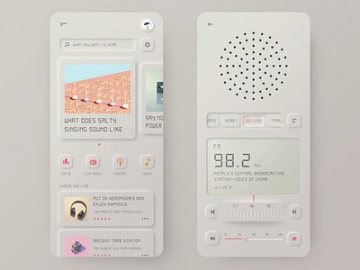 Vintage Radio 3d app branding design illustration mobile music neumorphic player radio ui