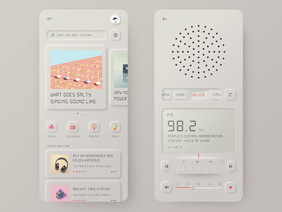 Vintage Radio 3d app branding design illustration mobile music neumorphic player radio ui