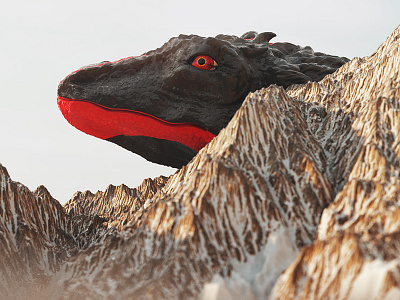 Huge dragon 3d c4d dragon giant lizard mountain sky