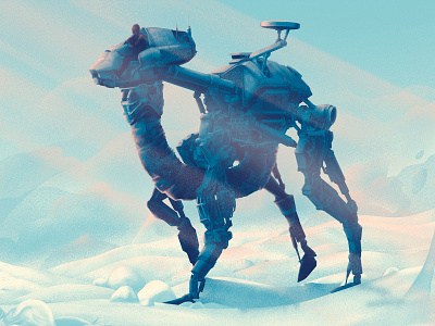 Snow Walker characters desert illustration light machine rider robot snow