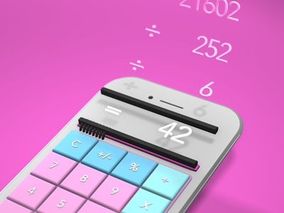 Mobile Calculator UI 2.5d 3d after effects app buttons calculator circuitry components daily ui fade glare glow iphone minimal neon numbers reflections shading transparency ui ux