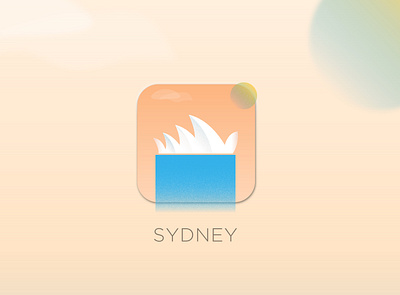 Travel Sydney - App Icon app australia brand identity cityscape clouds daily ui grain icon illustrator iphone minimal mobile shading sun sydney sydney opera house tile travel waterfall xd