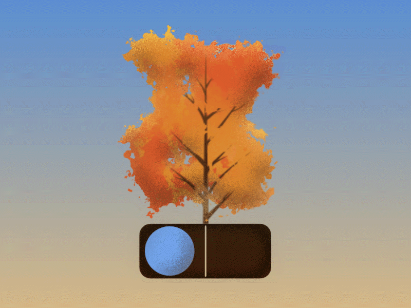 On/Off Switch UI Interaction - Changing of Seasons 2d animation after effects animation autumn bodymovin button buttons dailyui displace dissolve earth environment fall fluid leaves noise on off seasons switch tree uiux