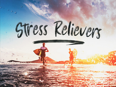 Stress Relievers Artwork Cover branding brush lettering brush script design intertwined photo photography photoshop script font typography