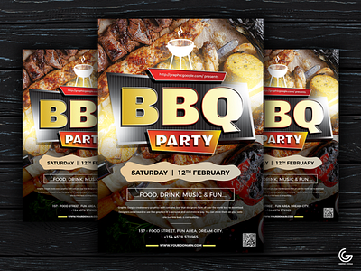 Free Modern BBQ Party Flyer Template bbq flyer bbq flyer design design download flyer design flyer template freebie graphics print design psd templates