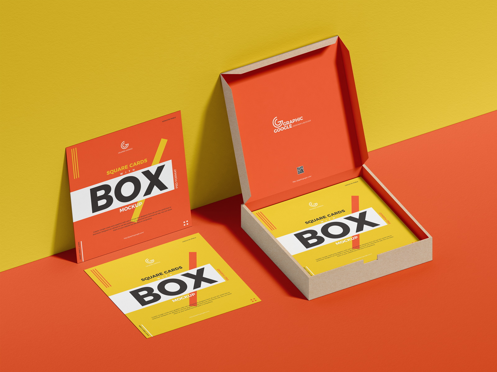 Download Free Square Cards With Box Mockup by Graphic Google on ...
