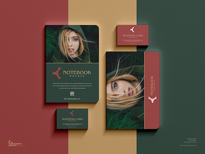 Free Notebook With Business Card Mockup