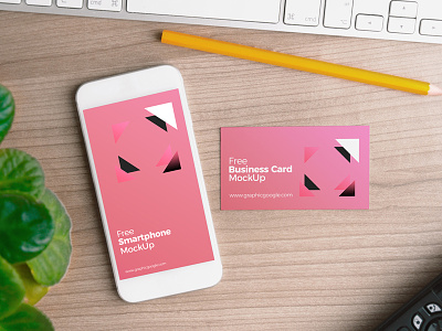 Free Smartphone with Business Card MockUp PSD