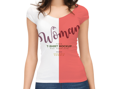 Download Free Woman With T-Shirt Mockup PSD Template by Graphic Google - Dribbble