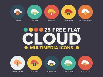 25 Free Flat Cloud Multimedia Web Icons