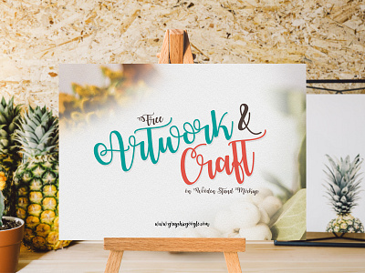 Free Artwork & Craft on Wooden Stand Mockup free mockup mockup mockup template psd psd mockup