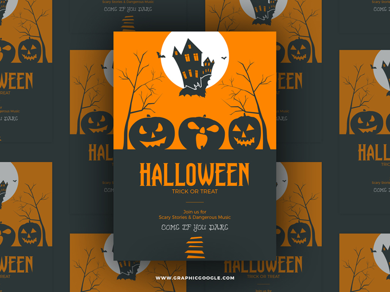 Free Halloween Trick or Treat Vector Flyer Template by Graphic Google